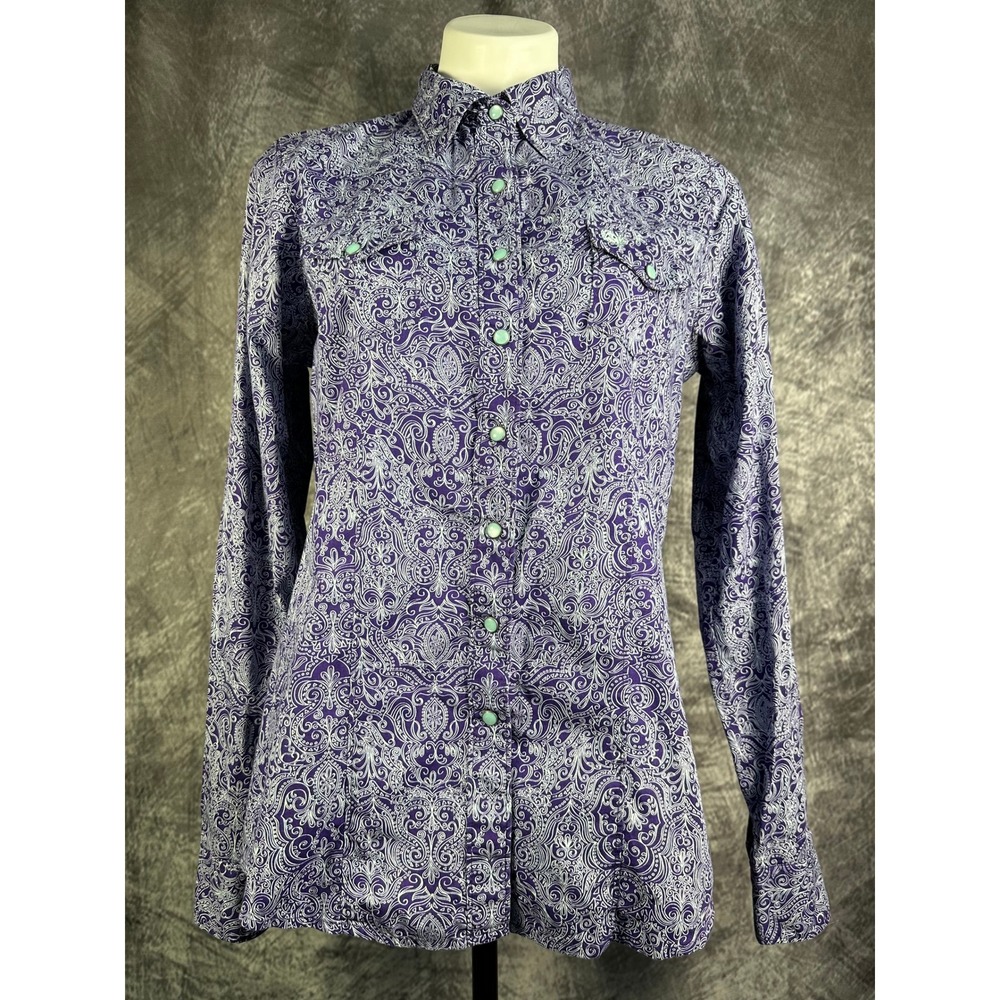 Cinch Western Snap Shirt Womens Large Purple Paisley Long Sleeve Cotton